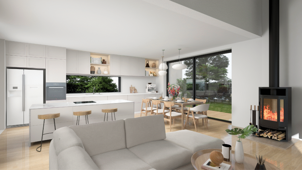 Open plan living room - 3d visualisation - Julie Rawding