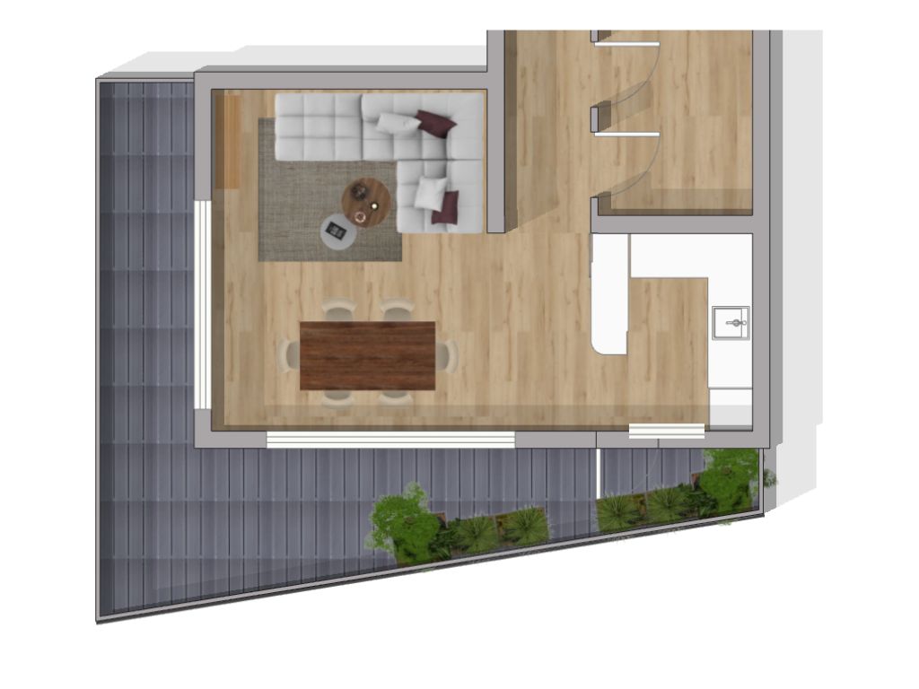 Family Kitchen - 3d visualisation - floor plan