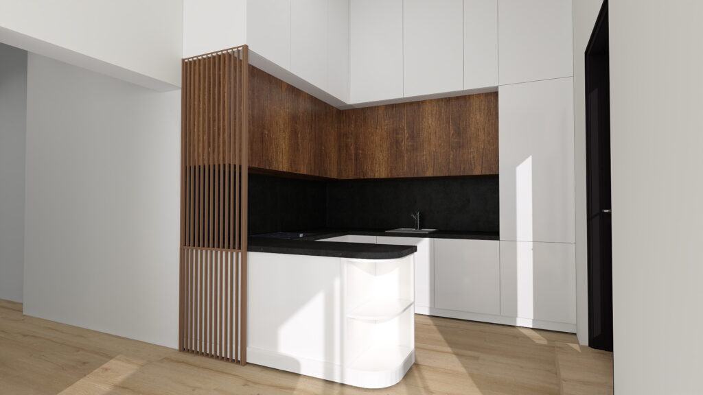 Family Kitchen - 3d visualisation - dark version