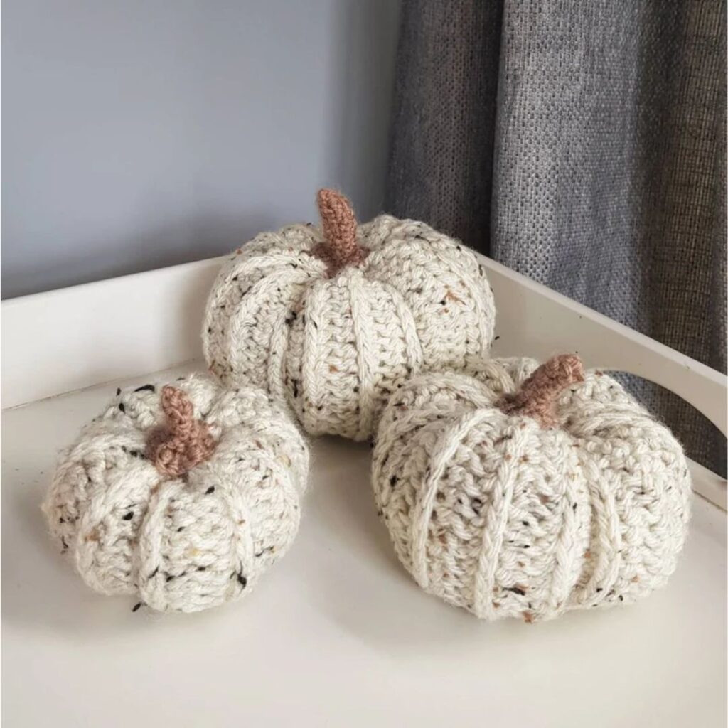 Autumn Home Decor - knit pumpkins
